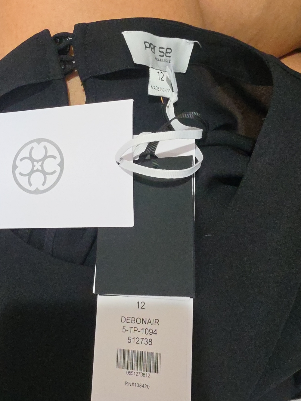Per Se Black 100% Silk Blouse with White Trim